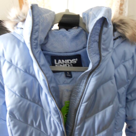 LANDS END COAT-INSULATED PLUSH LINED-WOMEN'S SIZE SMALL-SOFT BLUE - Picture 2 of 8
